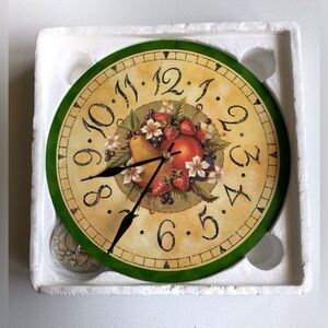 Vintage Avon Sweet Country Harvest Collectible Clock With Pendulum Fruit Pattern